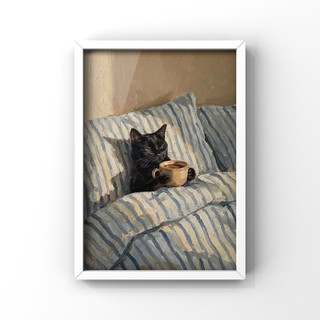 قاب عکس cat and coffee